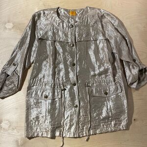 Ruby Rd Gold Utility Jacket with Reflective Finish 1X (ND)